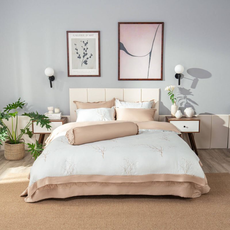 Bộ chăn ga phủ sợi gỗ thiên nhiên Amando Jamila 5 chi tiết