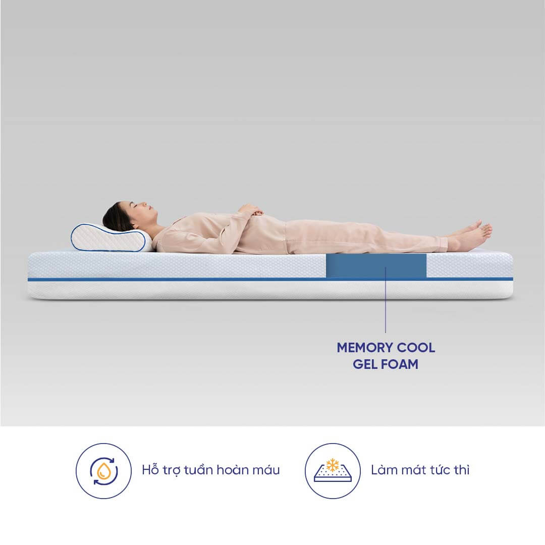 Nệm foam Amando Cool Gel Memory Casa linh hoạt zoom