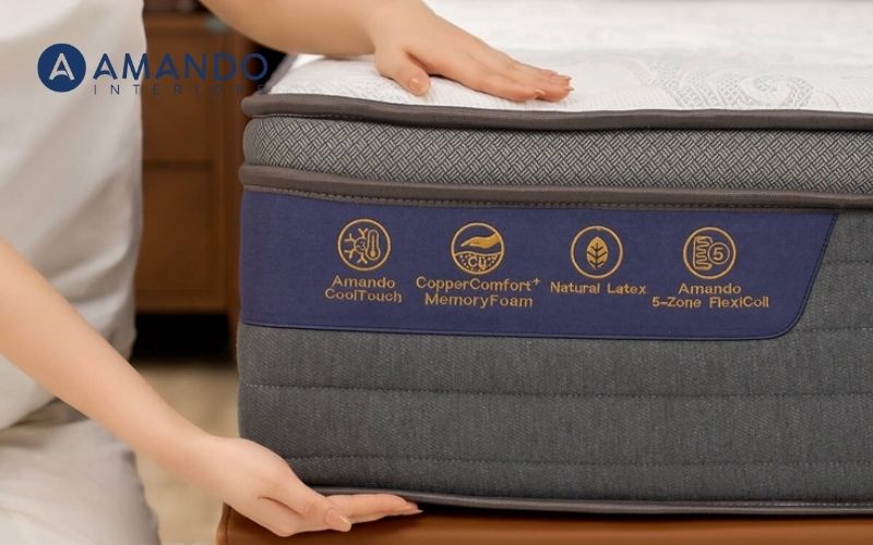 Có nên mua nệm lò xo? Kinh nghiệm chọn đệm lò xo chất lượng 5 Chọn kích thước và độ dày nệm lò xo