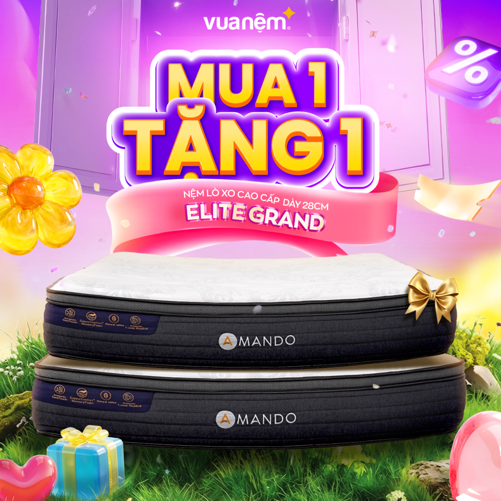 Ưu Đãi Tháng 3: Ngủ Rạng Rỡ – Sale Hết Cỡ Cùng Amando, mua 1 tặng 1 2 Elite Grand