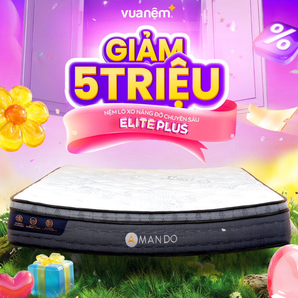 Ưu Đãi Tháng 3: Ngủ Rạng Rỡ – Sale Hết Cỡ Cùng Amando, mua 1 tặng 1 4 Elite Plus