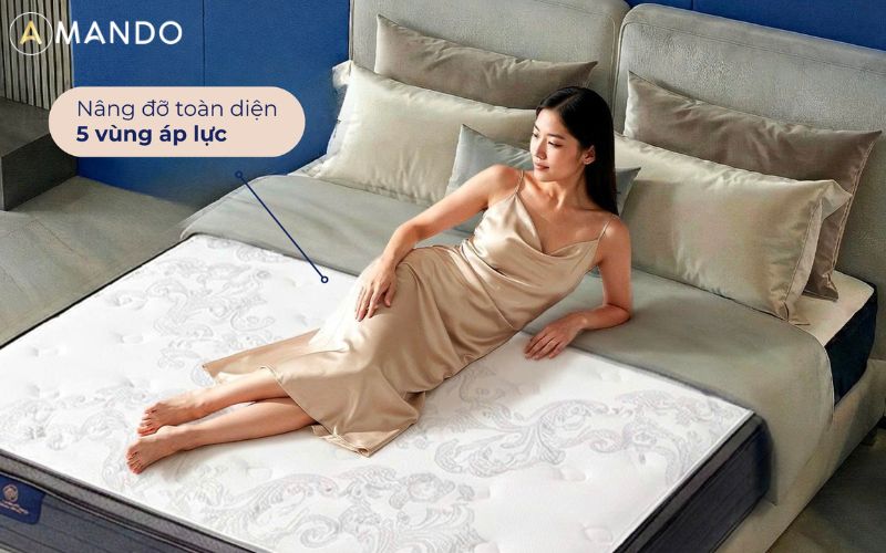 Amando Elite Grand là dòng nệm lò xo cao cấp với khả năng nâng đỡ tối ưu và bảo vệ cột sống