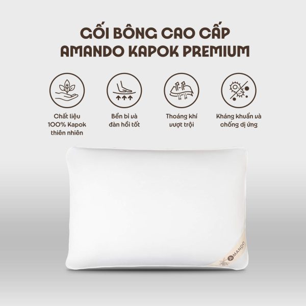 Mua nệm ở đâu Vĩnh Phúc? Top 10 cửa hàng nệm uy tín, giá tốt 8 Gối bông Amando Kapok Premium