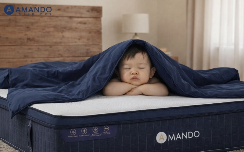 Mua nệm cho bé ngủ riêng chính hãng, bảo hành 10 năm tại Amando