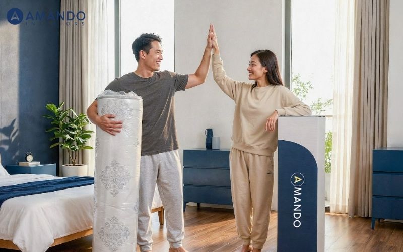 Nệm có thể gấp gọn khi không dùng, dễ dàng cất giữ trong góc phòng hoặc tủ, rất phù hợp với nhà nhỏ