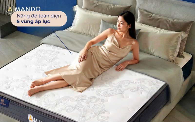 Nằm đệm nóng phải làm sao? Gợi ý các mẫu nệm mát thông thoáng khí 13 Nệm lò xo Amando Elite Grand