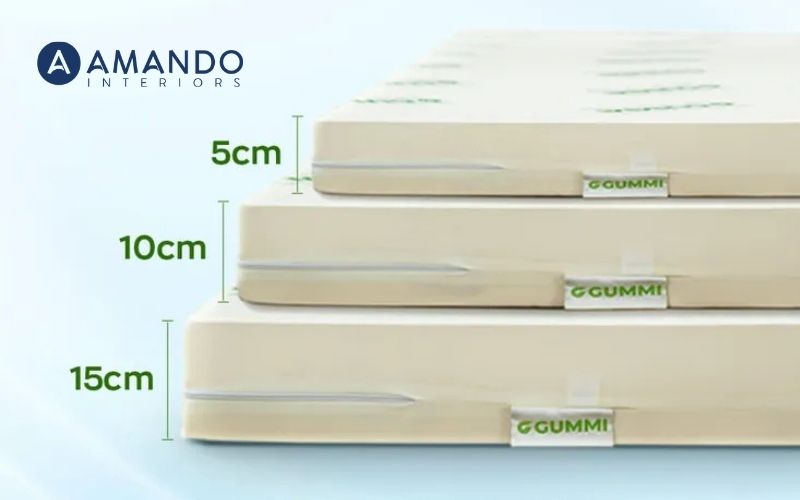 Độ dày phổ biến của các mẫu nệm mỏng 1m6