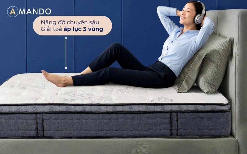 Kích thước nệm lớn nhất là bao nhiêu? Chọn size nệm nào phù hợp 13 Nệm lò xo túi độc lập Amando Elite Plus là lựa chọn lý tưởng cho những ai đang tìm kiếm trải nghiệm ngủ mát mẻ và nâng đỡ tối ưu