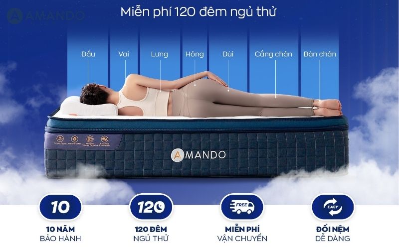 Amando là cái tên đáng cân nhắc nếu bạn đang tìm kiếm một chiếc nệm lò xo có trải nghiệm ổn định và hiện đại