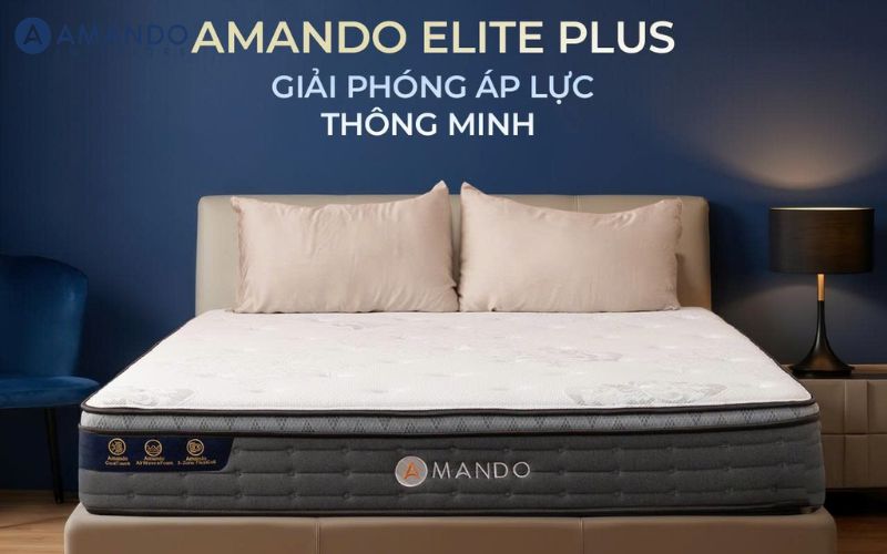 Chọn đệm nhà nghỉ thế nào bền tốt? Cách chọn đệm phù hợp cho kinh doanh 5 Amando Elite Plus nổi bật với hệ thống lò xo túi độc lập kết hợp thiết kế nâng đỡ 3 vùng