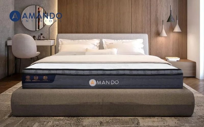 Nệm lò xo Amando Elite Plus với thiết kế dày dặn và nâng đỡ chắc chắn.