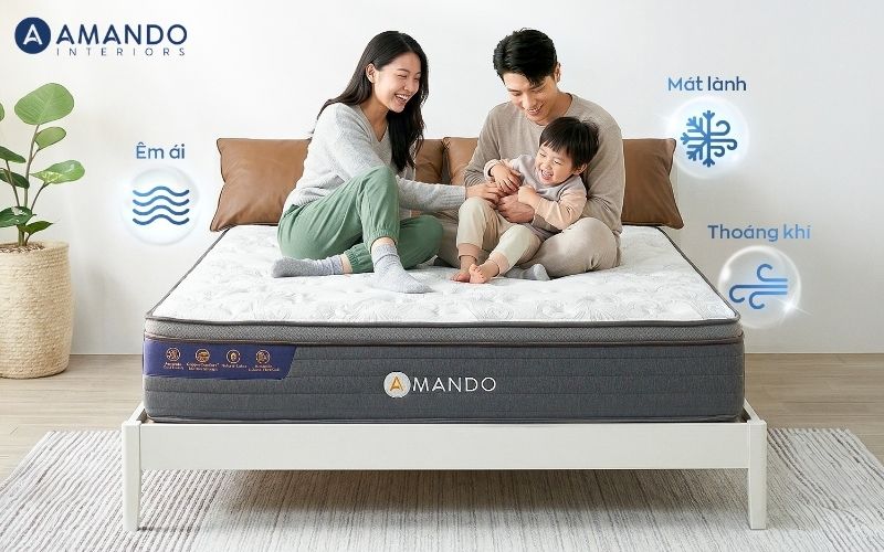 Top 8 địa chỉ mua nệm giá rẻ Gò Vấp chính hãng, chất lượng 3 Tham khảo các mẫu nệm lò xo chất lượng của Amando