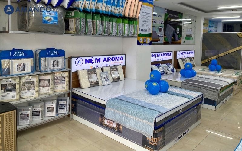 Danh sách 10 cửa hàng nệm Bắc Giang chất lượng bạn nên biết 15 Các dòng nệm Aroma trưng bày tại showroom
