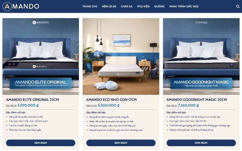 Amando mang đến giải pháp mua nệm online tiện lợi tại Nam Từ Liêm