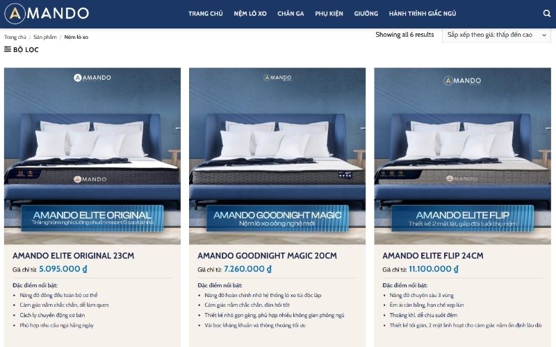 Amando mang đến trải nghiệm mua nệm online tiện lợi và linh hoạt
