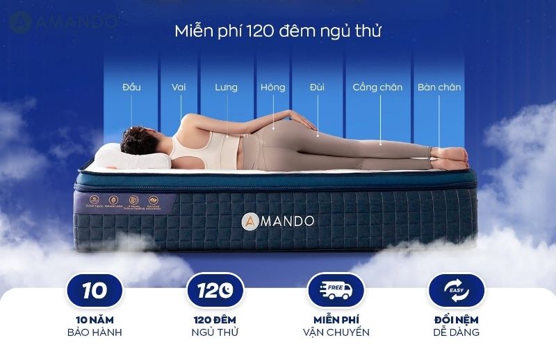 Amando - Địa chỉ mua nệm lò xo online Quảng Ngãi uy tín