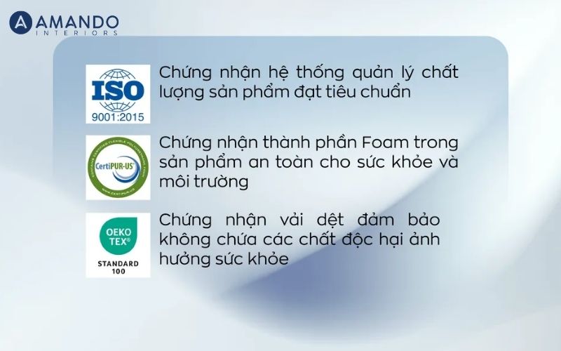Ưu tiên sản phẩm có chứng nhận quốc tế và chính sách bảo hành rõ ràng