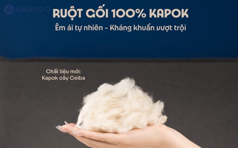 Gối bông Amando Soft được sản xuất từ 100% xơ Polyester cao cấp