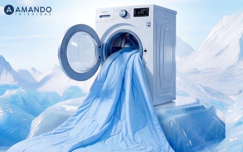 Trước khi cho vào máy giặt, nên phân loại chăn ga gối theo màu sắc và chất liệu