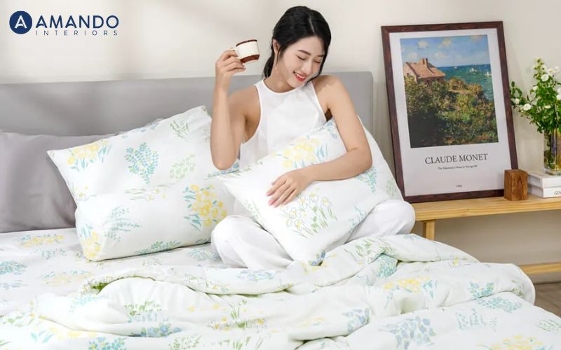 Bộ ga chun Tencel Amando Celia 4 chi tiết
