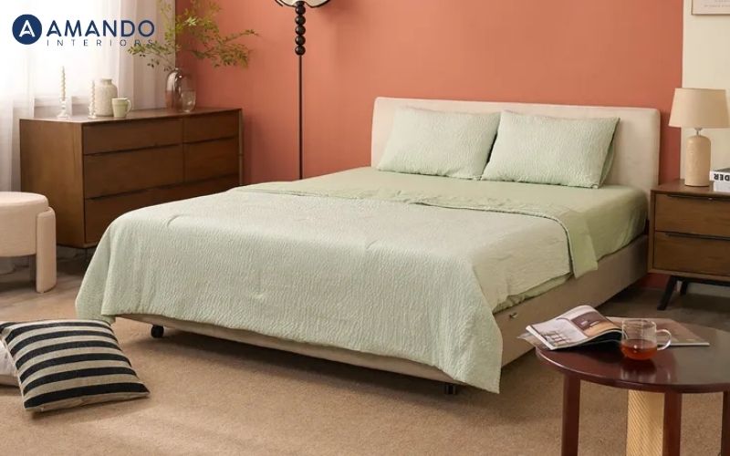Giải đáp: Chăn ga gối đệm cưới nên chọn màu gì phong thủy? 4 Chăn ga gối màu xanh lá tạo cảm giác gần gũi với thiên nhiên
